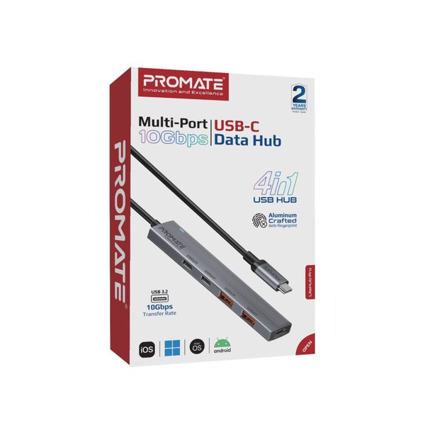 PROMATE 4-in-1 USB Multi-Port Ultra Compact Hub with USB-C Connector. Includes 2 Carousel 2