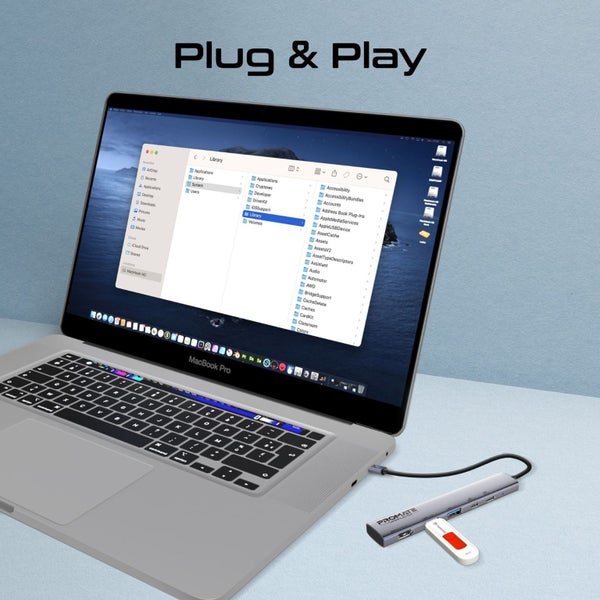 PROMATE 5-in-1 Multi-Port 100W PD Compact Hub with USB-C Connector. Includes 2x Carousel 9