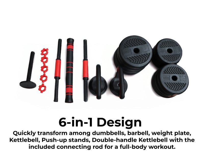 Dumbbell Set 6in1 Adjustable Barbell 40KG Carousel 1