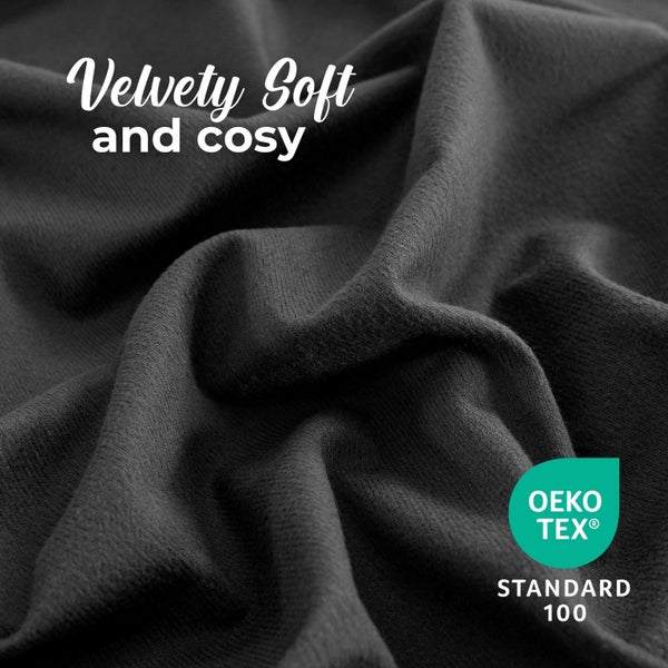 Dreamaker Micro Flannel Sheet Set Queen Bed Charcoal Carousel 2