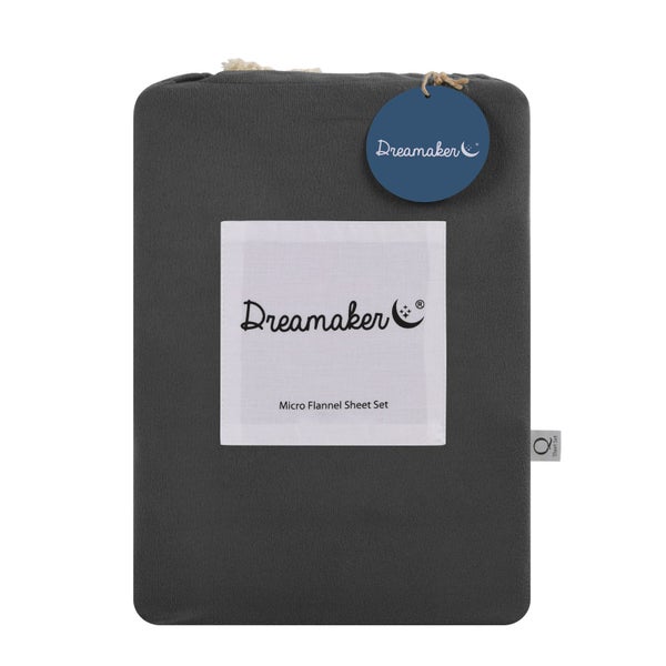 Dreamaker Micro Flannel Sheet Set Queen Bed Charcoal Carousel 15
