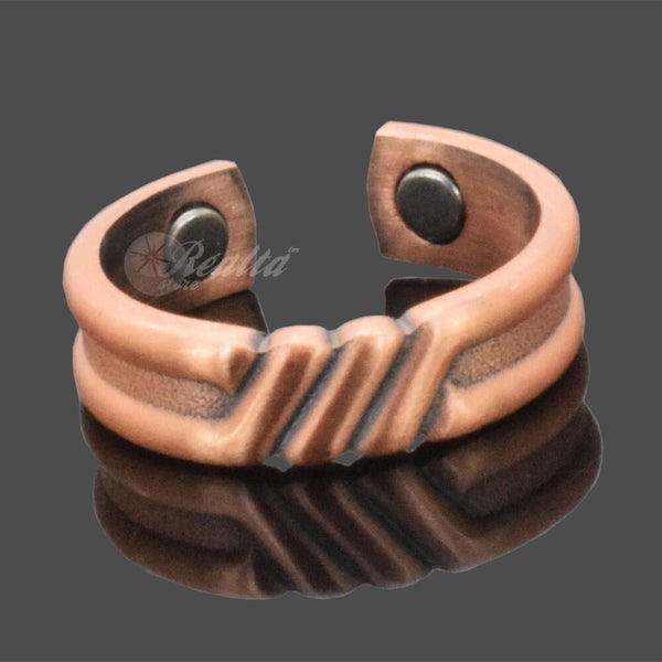 Mens Copper Rings for Pain LARGE SIZE Magnetic Therapy Arthritis, Set of Two Carousel 13