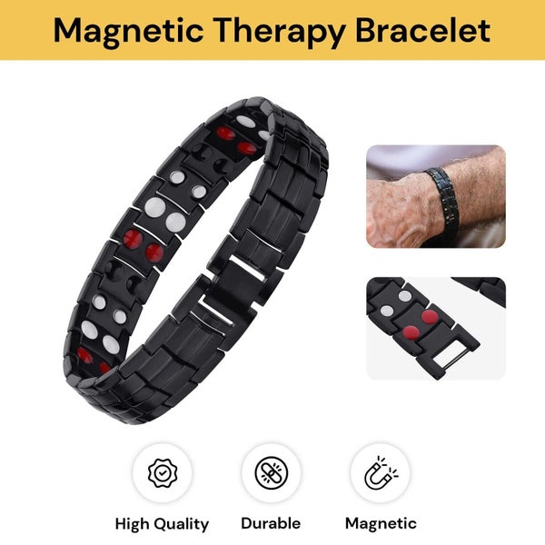 3pcs Strong Magnetic Bracelet Stainless steel Therapy Bracelets Men Arthritis... Carousel 1
