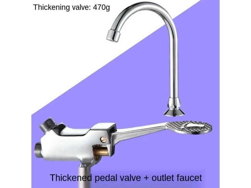 Foot-operated Brass Faucet For Hospital Lab/Food Factory Basin Carousel 1