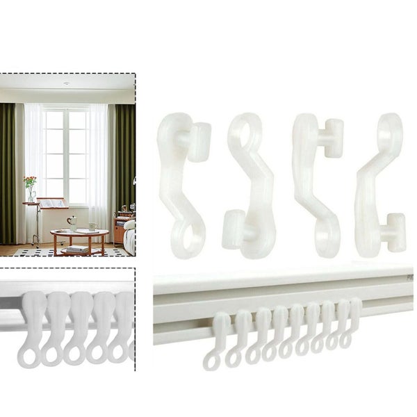 50pcs Curtain Track Gliders Extendable Universal Slider Runners Rail Hooks Carousel 1