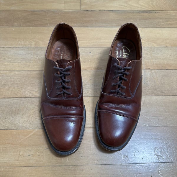 Vintage Clarks Super Welt England Made Oxford Leather Dress Shoes Carousel 1