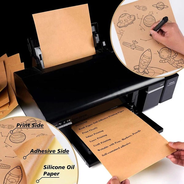 20x A4 Brown Kraft Sticker Paper Sheet Self Adhesive Label Laser Inkjet Printer Carousel 2