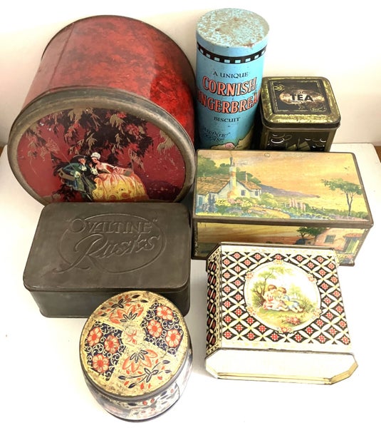 Selection of early Vintage tins Carousel 2
