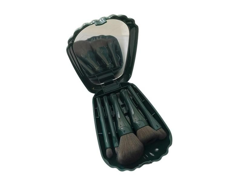 5Pcs Shell Portable Makeup Brush Set HD Mirror Soft Fiber Hair Cosmetic Brush Carousel 1