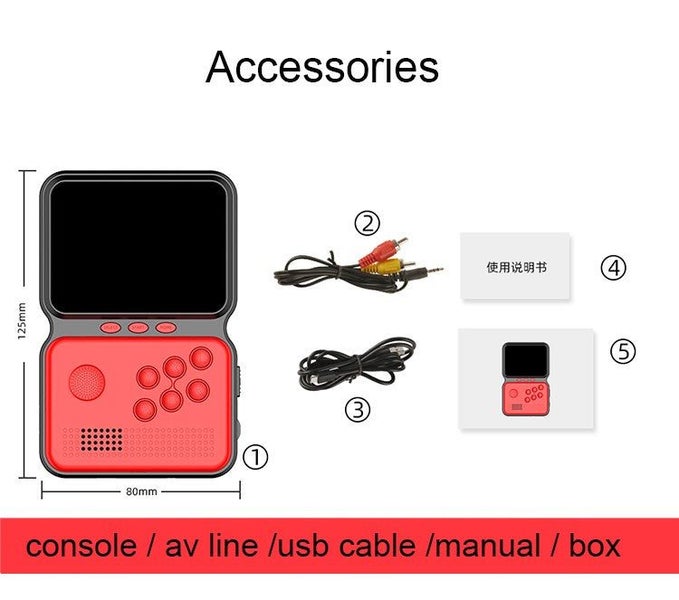 Handheld Game Console with 900 Games - Red Carousel 3