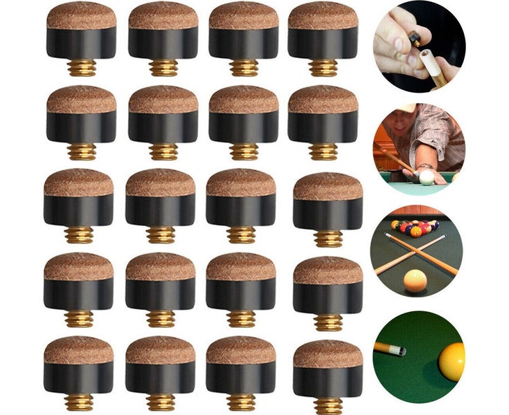 20x Brown Quality Soft Pool Snooker Billiards Cue Tips Screw On Type 10mm Carousel 1