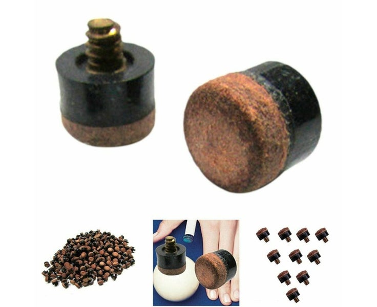 20x Brown Quality Soft Pool Snooker Billiards Cue Tips Screw On Type 10mm Carousel 2