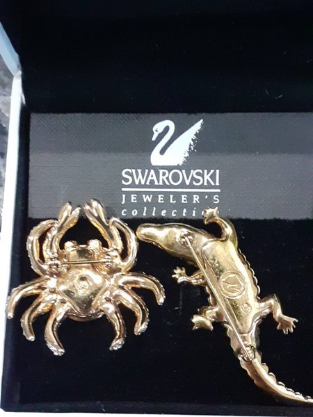 Swarovski Austrian crystal brooches- Crab and Crocodile. As new Carousel 2