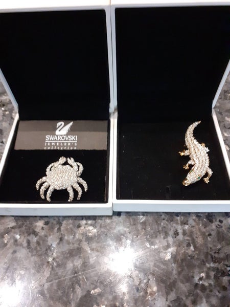 Swarovski Austrian crystal brooches- Crab and Crocodile. As new Carousel 1