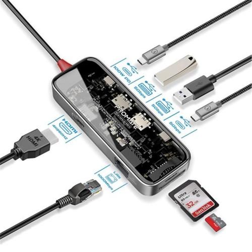 Promate TRANSHUB-MINI 8-in-1 USB Multi-Port Hub with USB-C Connector - Carousel 1