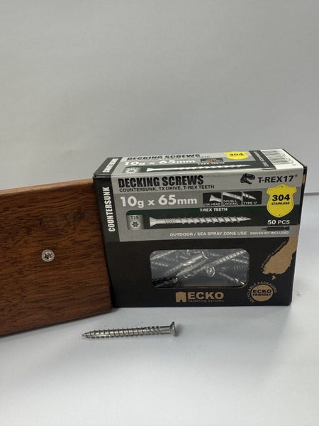 Ecko Countersunk Head Torx Decking Screw 10gx65mm + 304 S/S (x50) Carousel 2