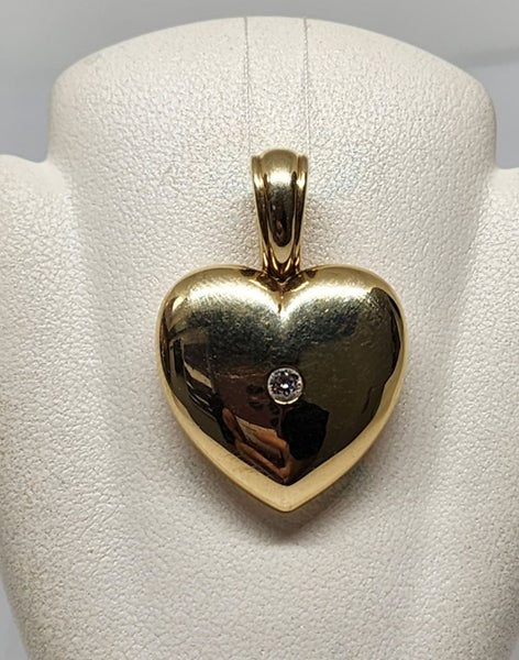 10ct Yellow Gold Heart Pendant with Diamond - 8gm - 175914 Carousel 1