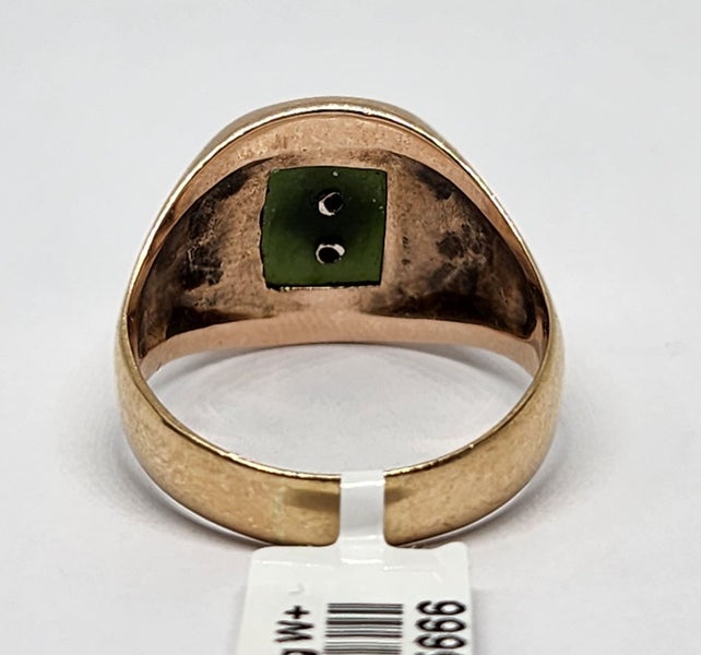 9ct Yellow Gold Green & Diamond Ring - Size W½ - 7.5gm - 175666 Carousel 2