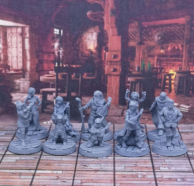 Townsfolke Miniatures Set#4 Tavern Entertainers Bard Dungeons and Dragons Carousel 1