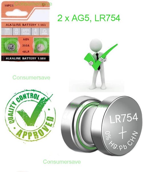 2 pack LR754 393 AG5 Battery SR754 193 Alkaline Batteries 393A 48LR G5A 309-1W Carousel 1