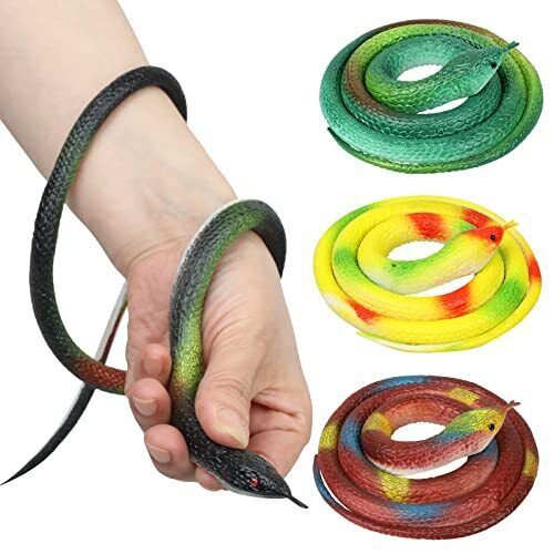 4 Pack Realistic Rubber Snakes for Garden Props Birds Squirrels Mice Scare Toy Carousel 1