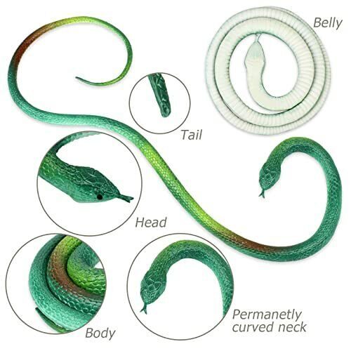 4 Pack Realistic Rubber Snakes for Garden Props Birds Squirrels Mice Scare Toy Carousel 2