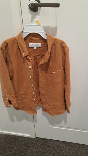 Aere Mini Tan Linen Shirt Carousel 1