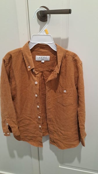 Aere Mini Tan Linen Shirt Carousel 2