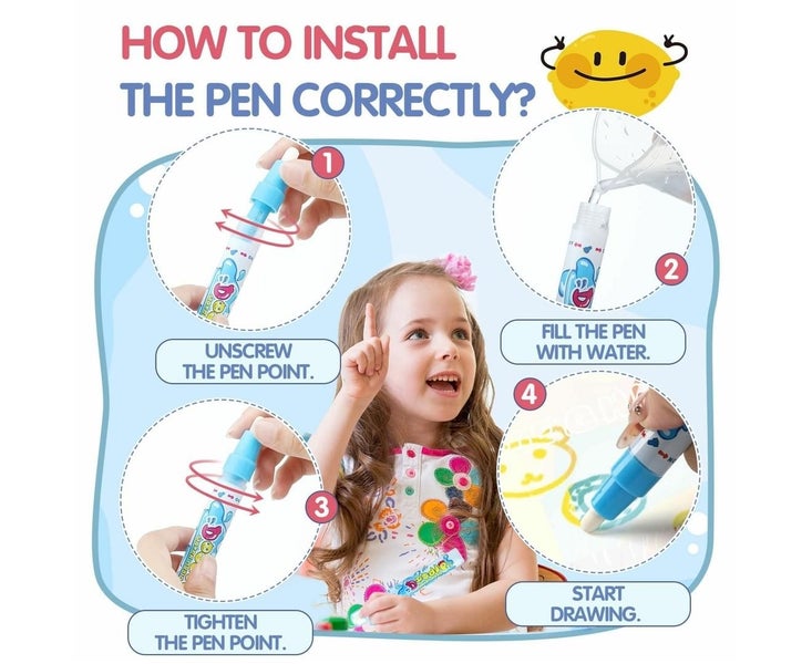 Water Doodle Mat Kids Painting Drawing Colouring Rug Carpet Toy Magic Pen Carousel 2