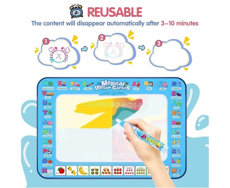 Water Doodle Mat Kids Painting Drawing Colouring Rug Carpet Toy Magic Pen Carousel 3