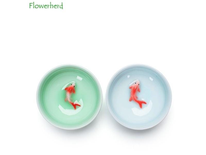 Ceramic Porcelain Celadon Tea Cup Teaware Kung Fu Tea Cup Bowl Carp Tea Set Cup Carousel 2