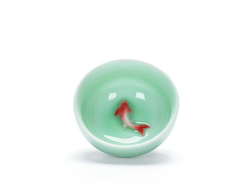 Ceramic Porcelain Celadon Tea Cup Teaware Kung Fu Tea Cup Bowl Carp Tea Set Cup Carousel 1