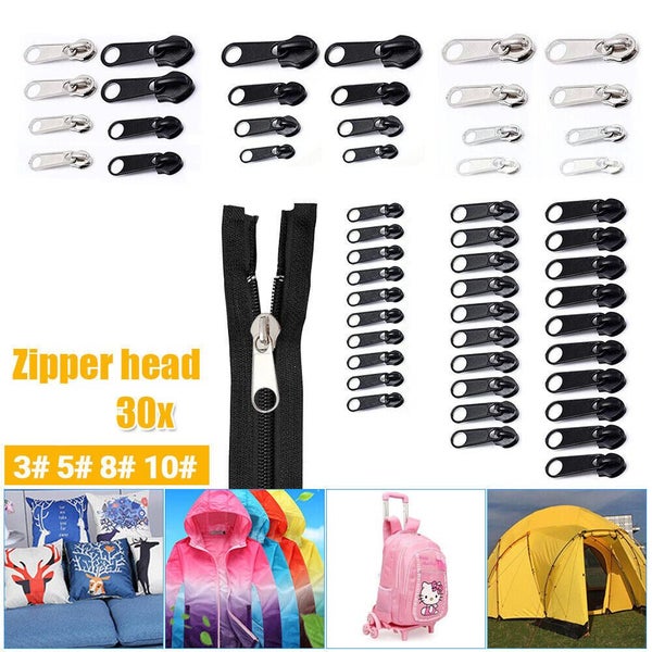 24x Universal Zippers Head Repair Kit Replacement Instant Zip Slider Zipper Fix Carousel 1