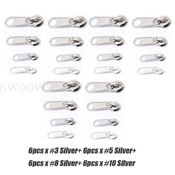 24x Universal Zippers Head Repair Kit Replacement Instant Zip Slider Zipper Fix Carousel 12