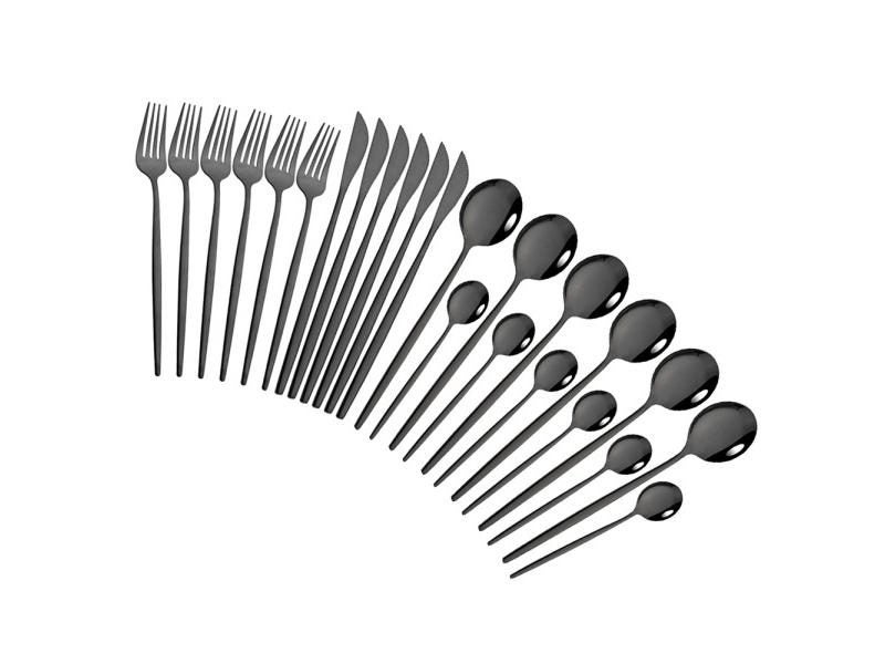 Pink Gold Cutlery Set Stainless Steel Dinnerware Set 24Pcs Knives Forks Coffee Carousel 1