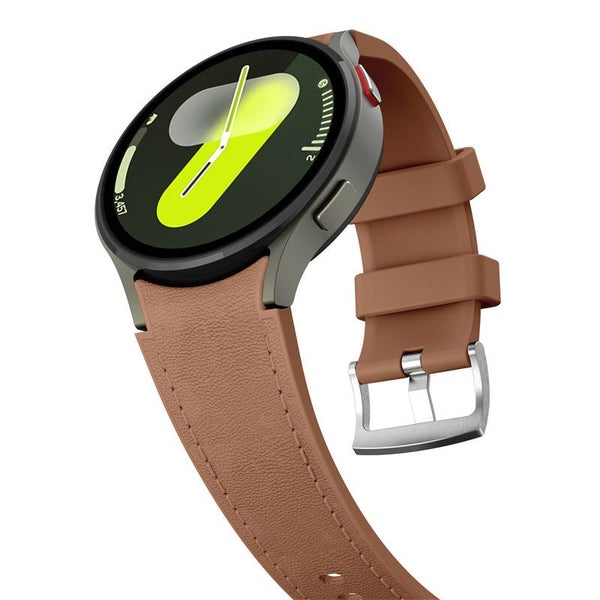 Samsung Galaxy Watch 5 40mm 44mm Strap Leather and Silicone Band-Dark Brown Carousel 1