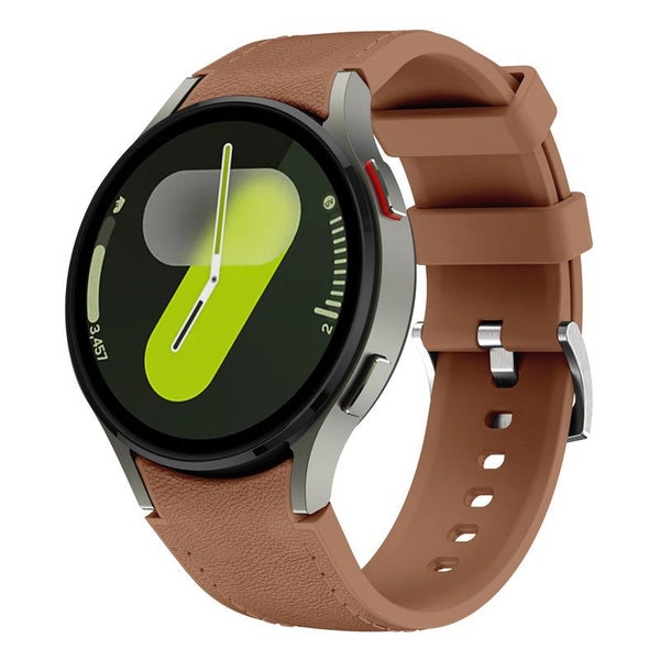 Samsung Galaxy Watch 5 40mm 44mm Strap Leather and Silicone Band-Dark Brown Carousel 2