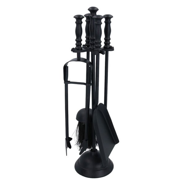 5pc Log Fire Fireside Fireplace Companion Set Brush Poker Shovel Tongs Burner Carousel 6