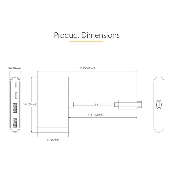 StarTech.com 4-Port USB-C Hub with 100W Power Delivery Pass-Through, 2x USB-A + Carousel 7