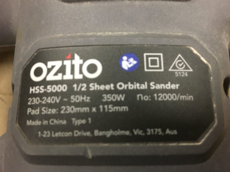 Ozito orbital sander Carousel 2