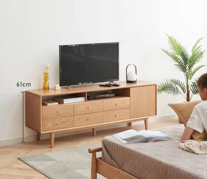 Oslo Natural Solid Oak Tall TV Unit (Oak Furniture Store) Carousel 2