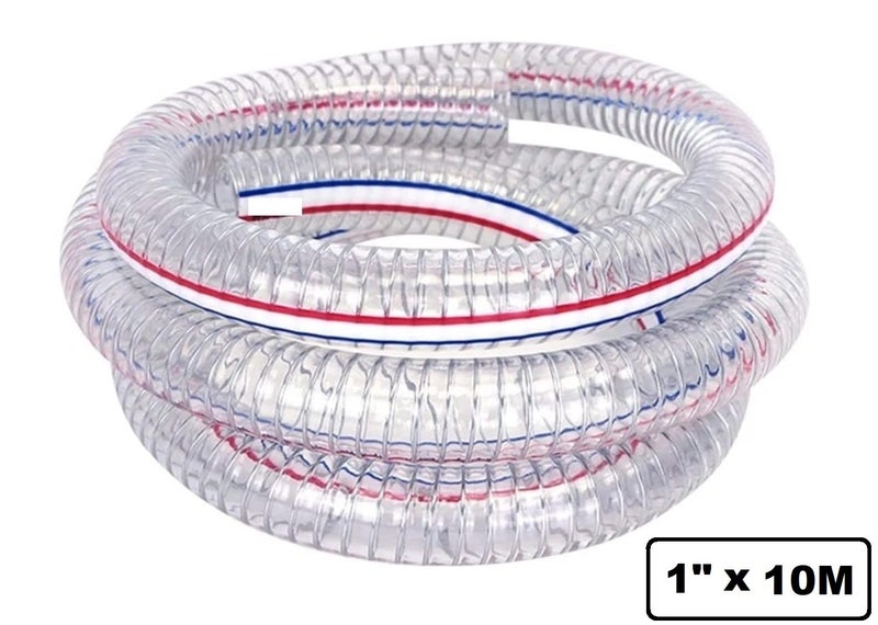 1" Inch 10M Water Pump Hose PVC Irrigation Suction Transfer Inlet Rigid Hose Carousel 1