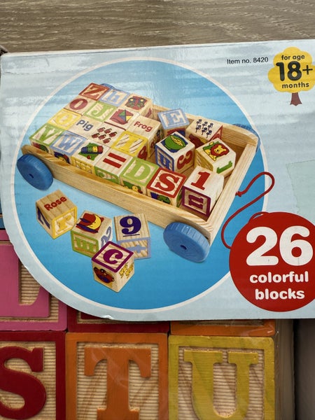 Wooden pull along learning blocks wagon Carousel 2