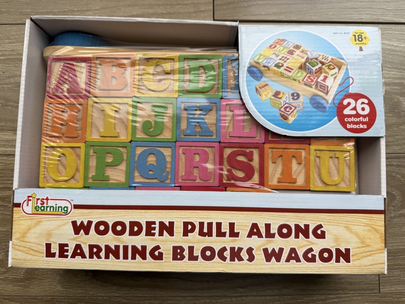 Wooden pull along learning blocks wagon Carousel 1