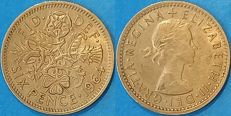 1964. GREAT BRITAIN. SIXPENCE. Carousel 1