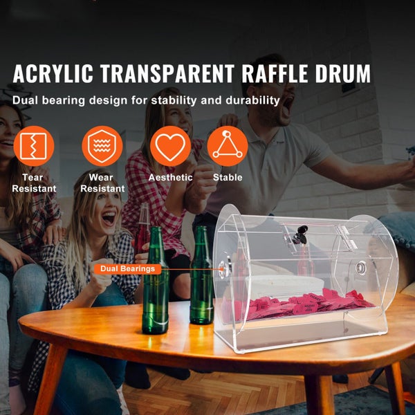 NEW Acrylic Raffle Drum Lottery Cage Holds 5000 Tickets or 200 Bingo Balls Carousel 2