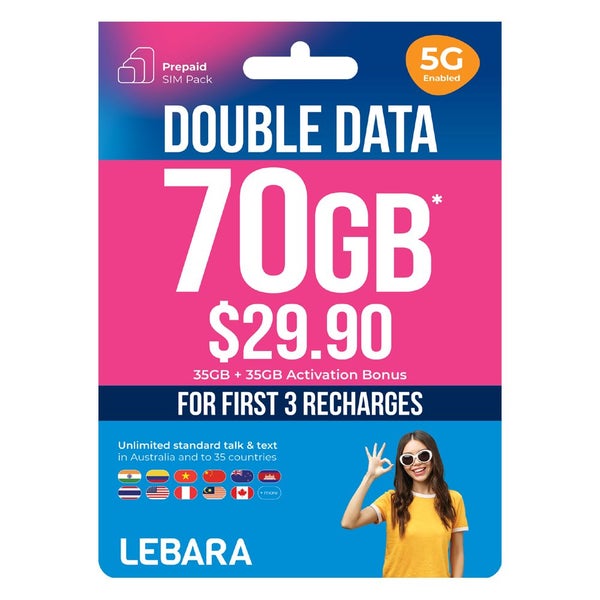 Lebara $29.90 Starter Pack PrePaid SIM Card Carousel 1