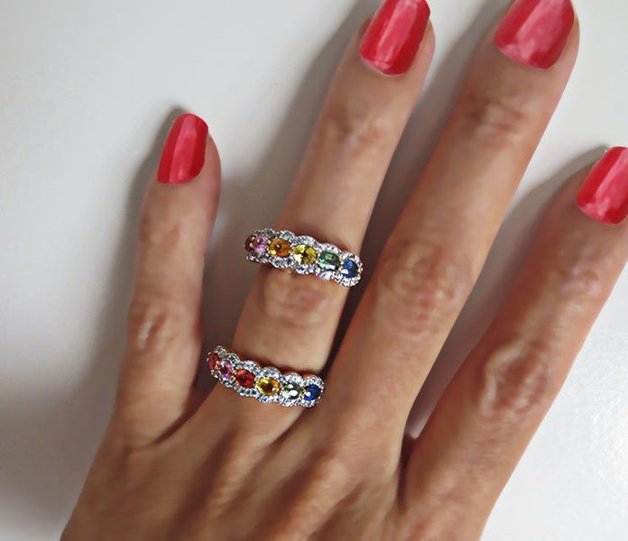 1.11CT Natural Multi Color Sapphire & Topaz Ring | 925 Sterling Silver Carousel 3