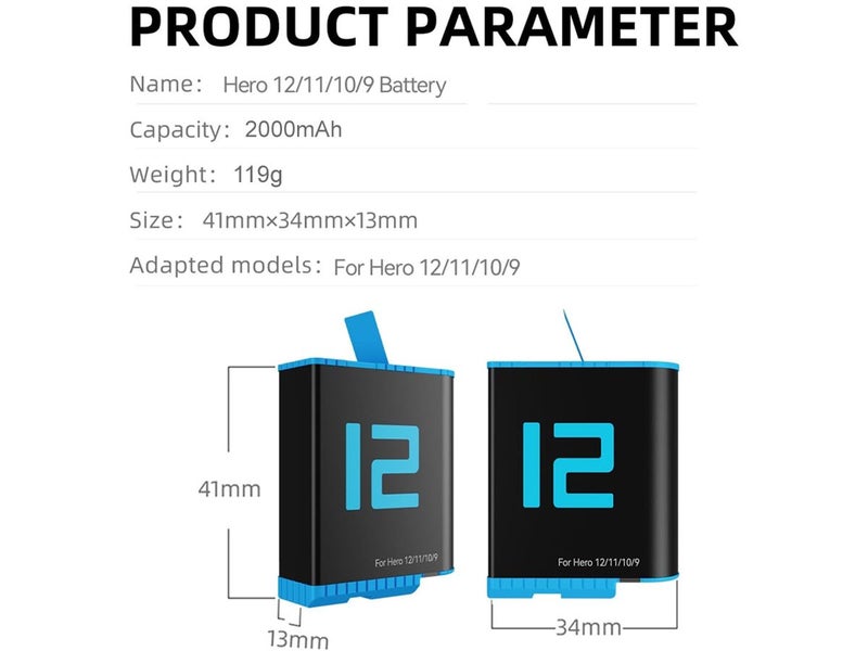 PTN New Gopro Accessories Hero 12 11 10 9 Battery Pack Sale Sale Carousel 11