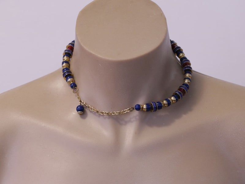 vintage designer Gay Boyer choker necklace Post modern Aztec 80s style Carousel 2